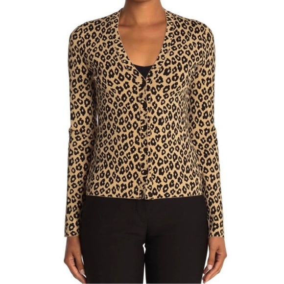 Theory Sweaters - NEW THEORY LEOPARD PRINT BUTTON FRONT CARDIGAN